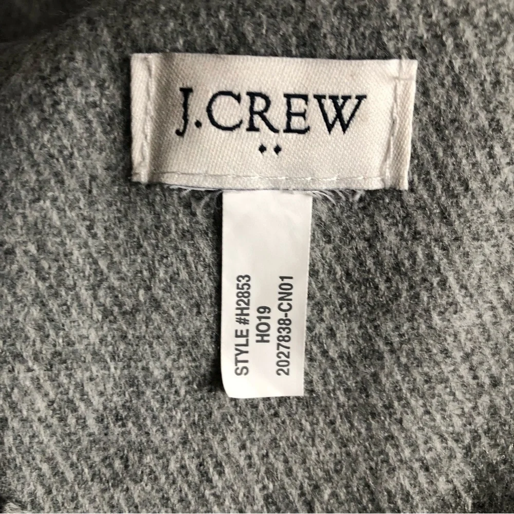 J. Crew Classic Plaid Heather Dusk Gray Ivory Scarf